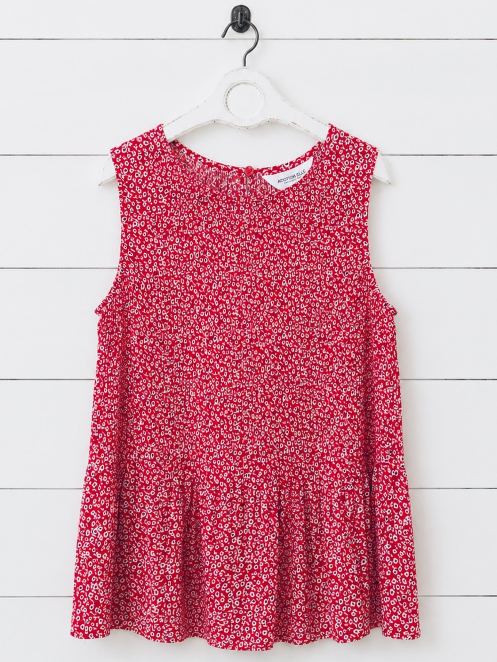 Addition Elle Red Floral Sleeveless Peplum Top